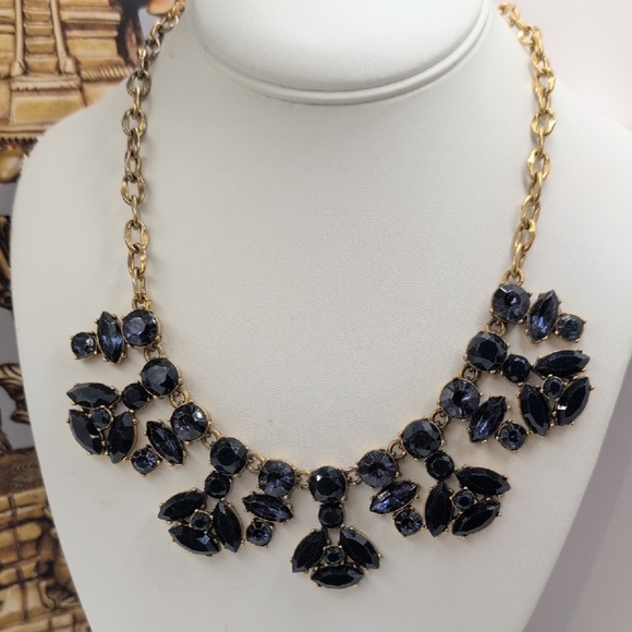 J. Crew Blue and Gold Statement Necklace - Picture 1 of 6
